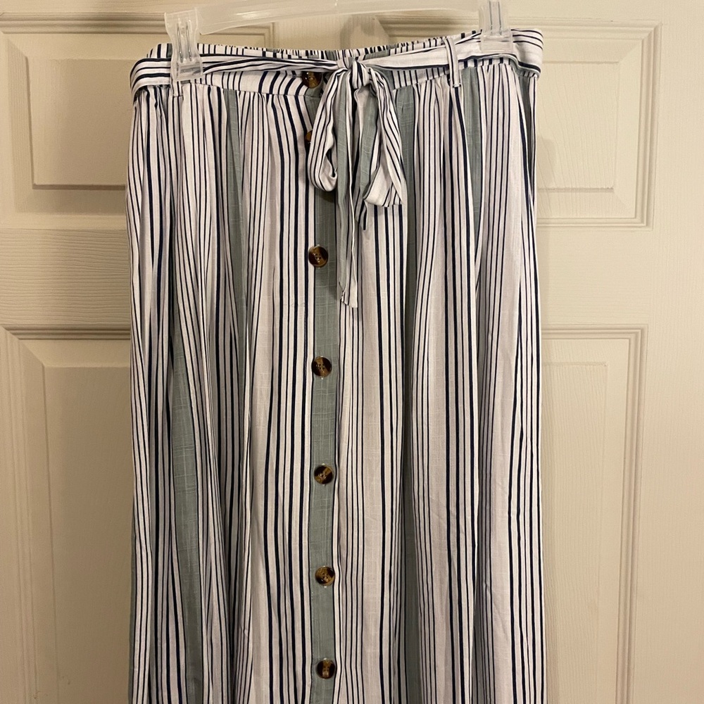 Navy and Teal Striped Skirt